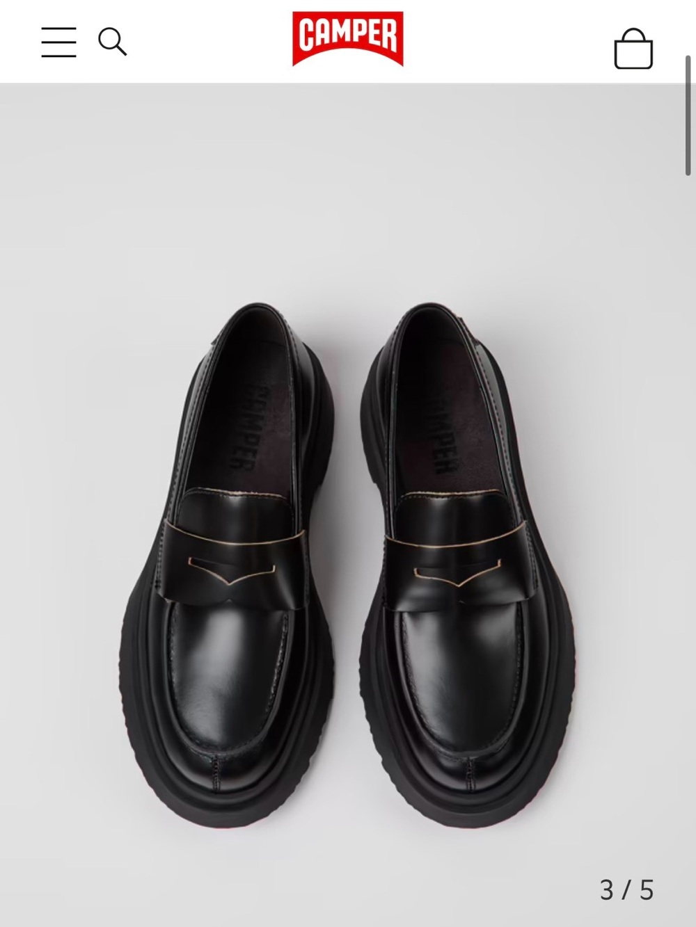 Camper Walden Black Leather Loafers